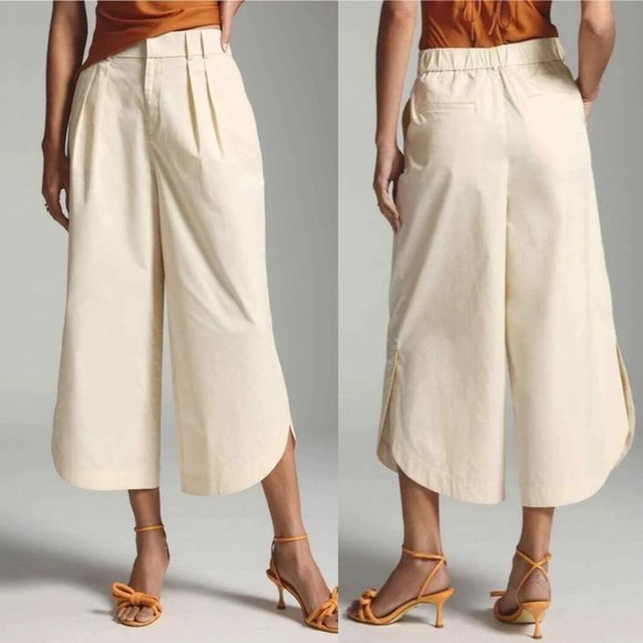 Anthropologie Mare Mare Curved Hem Chino Pants Womens 3X Sand Ivory High Rise - Picture 2 of 14
